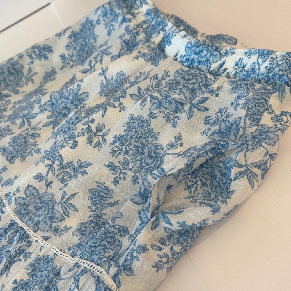 Nanette Lepore Blue & White Toile Tiered Boho Coquette Country Chic Maxi Skirt - Picture 5 of 12